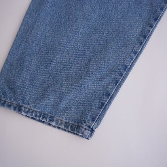 Vintage Rustler Carpenter Dungaree Mid-wash Wide-leg Blue Denim Jeans 38X30 - Picture 13 of 15